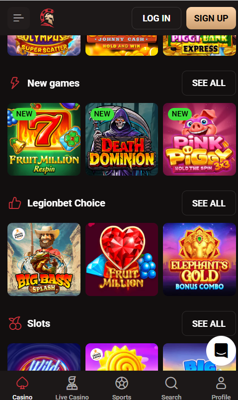 LegionBet Casino mobile